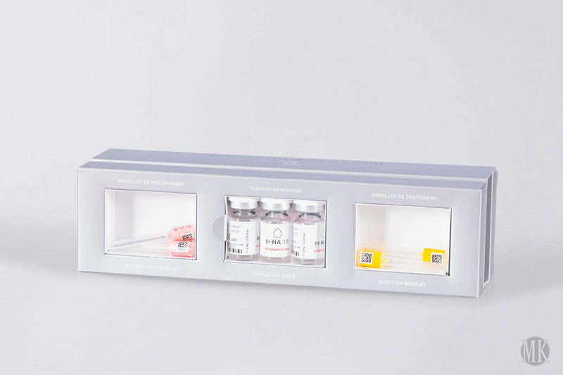 Produktbild der geöffneten Packung Fillmed M-HA10 von Filorga zur ästhetischen Mesotherapie