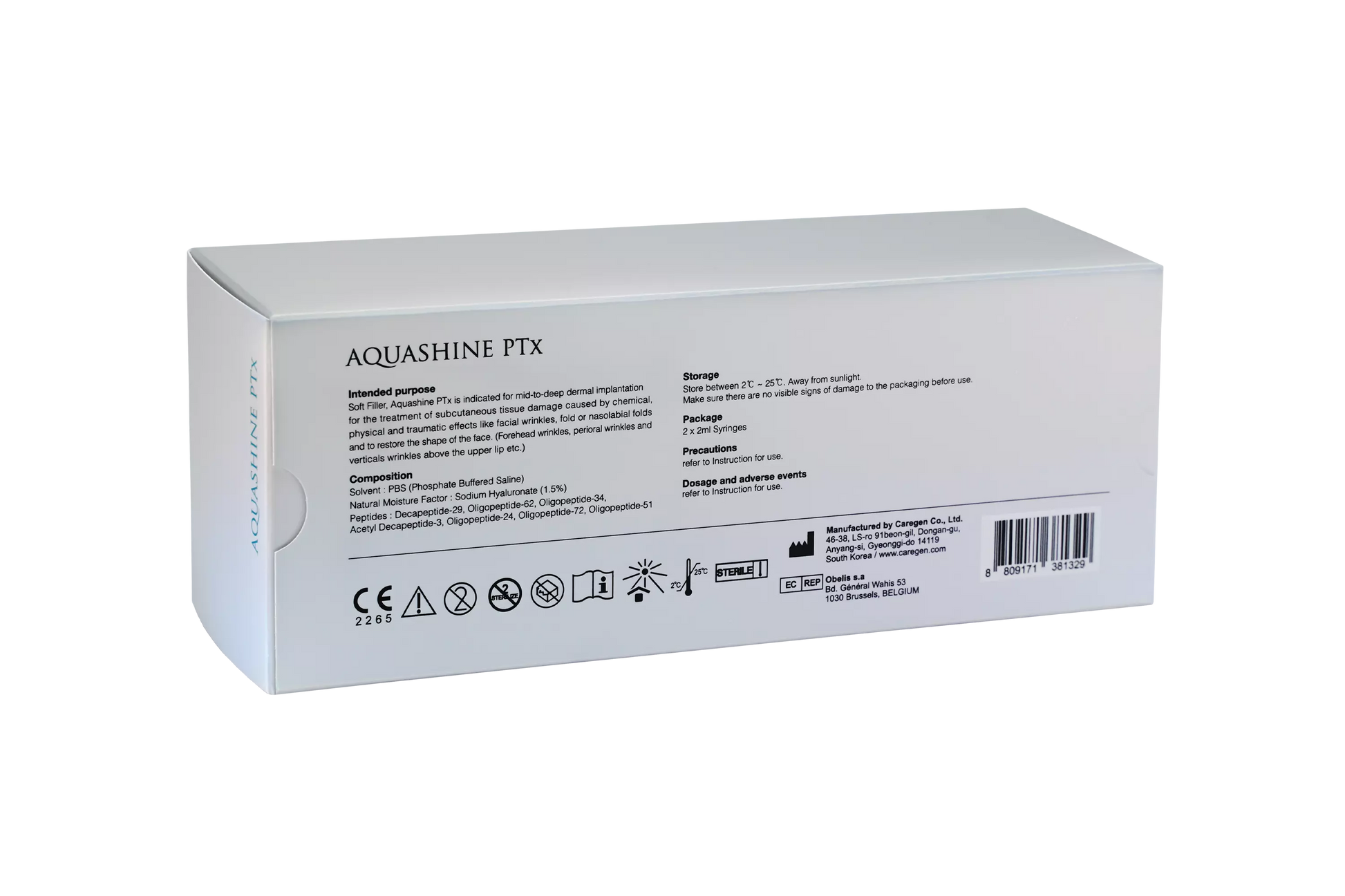 Aquashine PTX Soft Filler zur ästhetischen Mesotherapie Produktbild hinten
