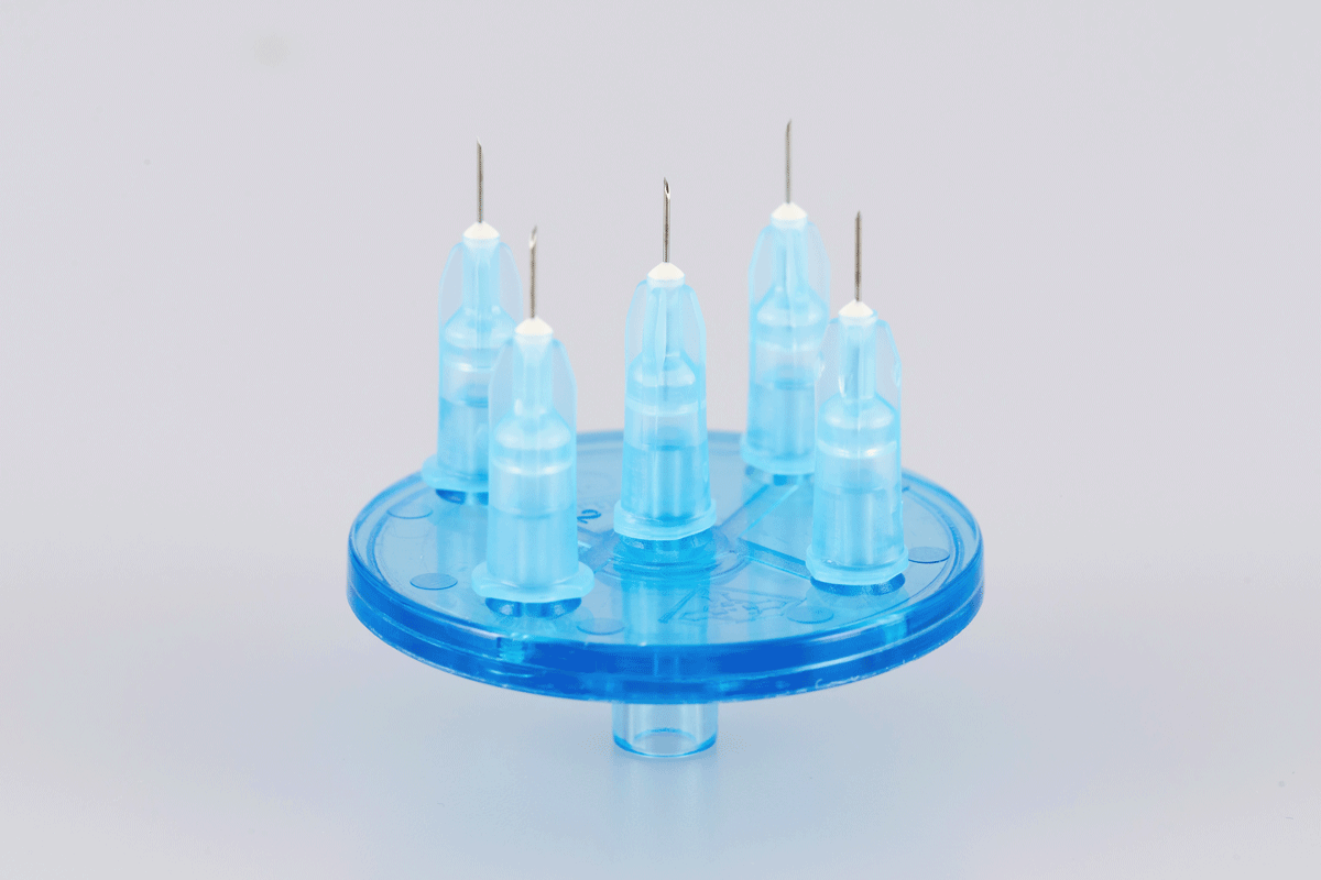 Produktbild eines circularen Mesoram Multi-Injektors mit 5 Nadeln 27G in 0,40 x 4mm von Rimos