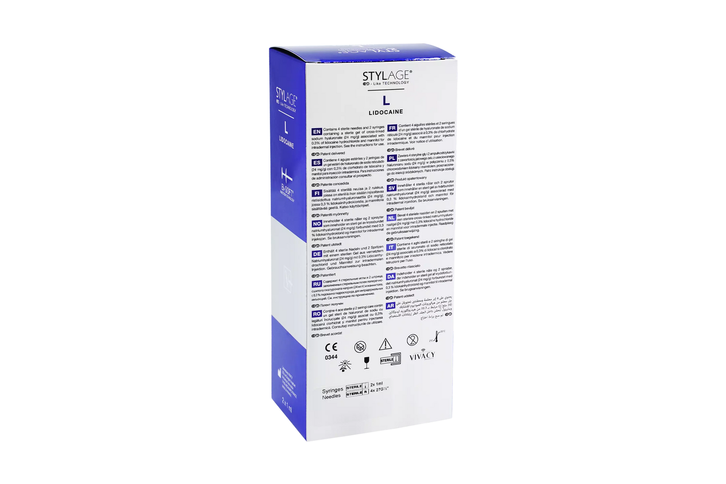 Stylage L Lidocain Bi-Soft Dermal Filler Produktbild hinten